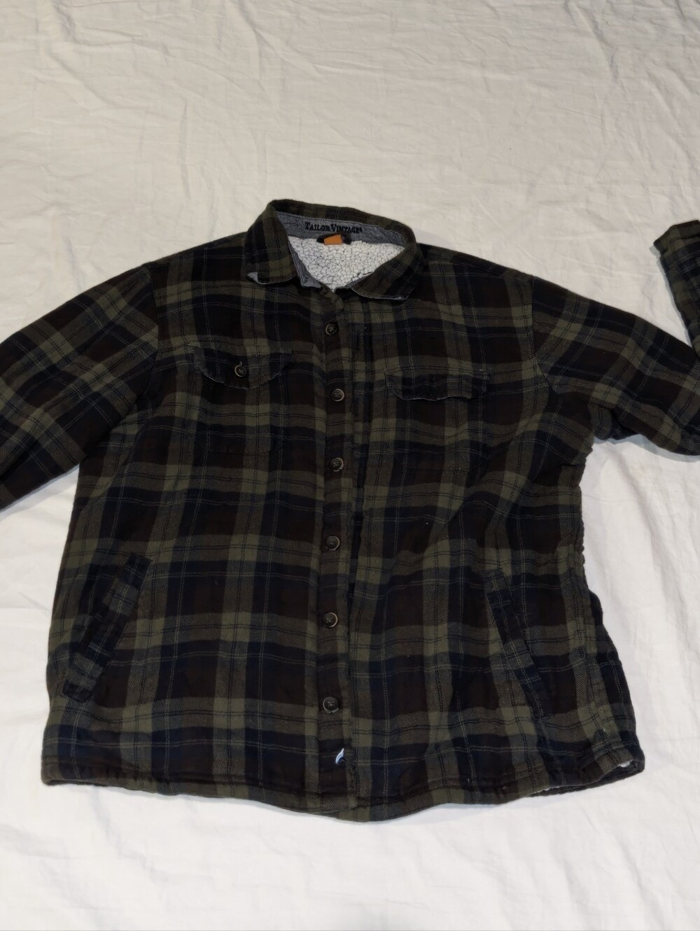 Tailor Vintage Olive & Black Plaid Shirt Jacket